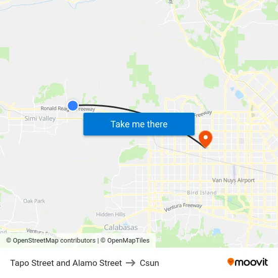 Tapo Street and Alamo Street to Csun map