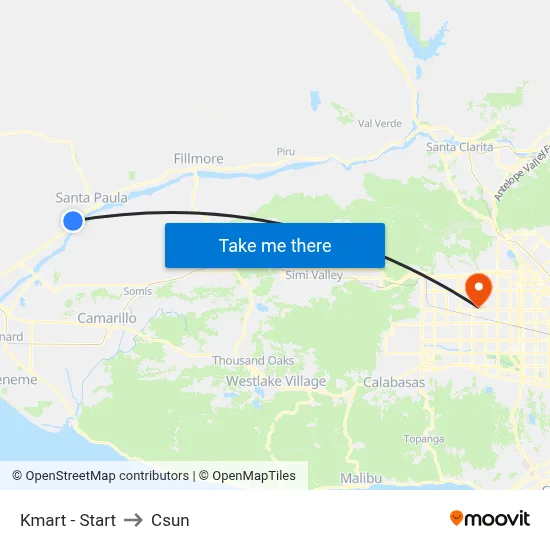 Kmart - Start to Csun map