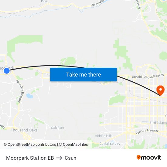 Moorpark Station EB to Csun map