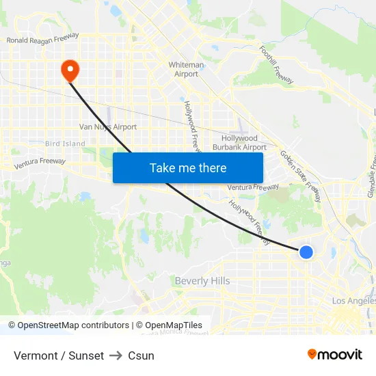 Vermont / Sunset to Csun map