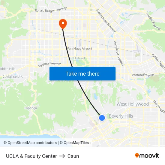 UCLA & Faculty Center to Csun map