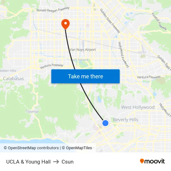 UCLA & Young Hall to Csun map