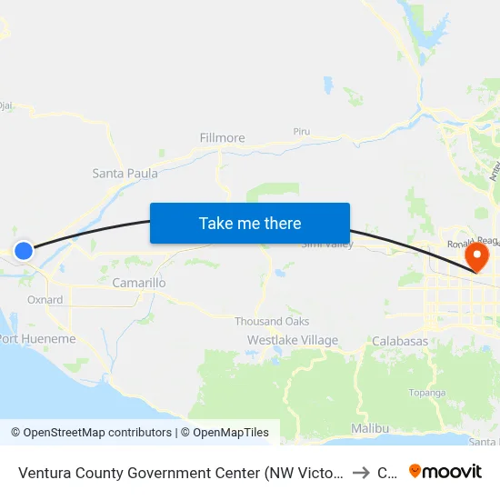 Ventura County Government Center (NW Victoria Ave/Telephone Rd) to Csun map