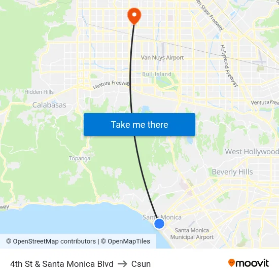 4th St & Santa Monica Blvd to Csun map