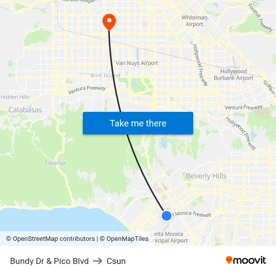 Bundy Dr & Pico Blvd to Csun map