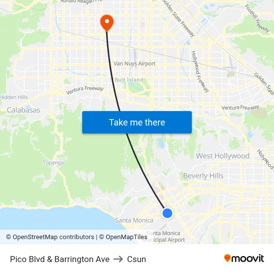 Pico Blvd & Barrington Ave to Csun map