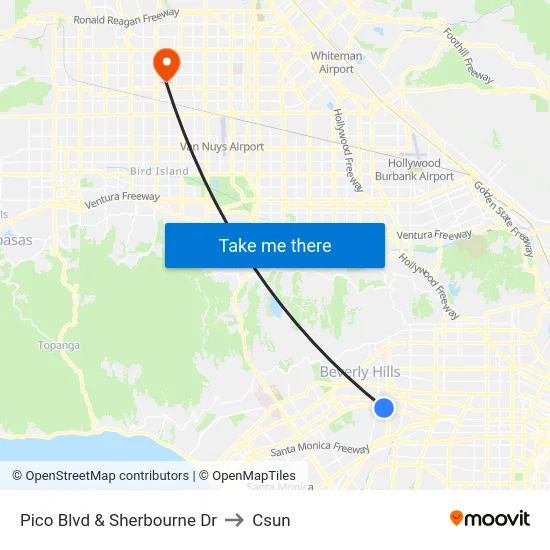 Pico Blvd & Sherbourne Dr to Csun map
