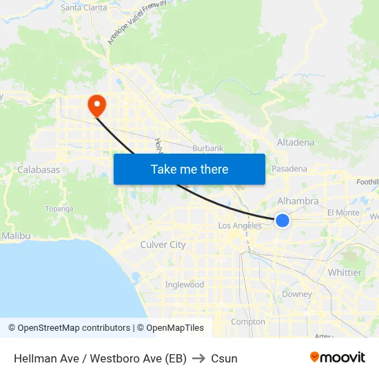 Hellman Ave / Westboro Ave (EB) to Csun map