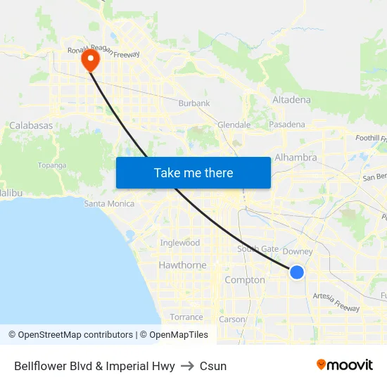 Bellflower Blvd & Imperial Hwy to Csun map