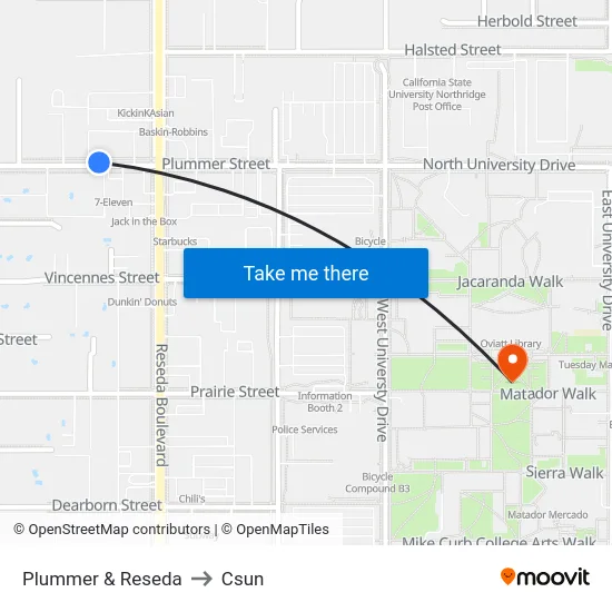 Plummer & Reseda to Csun map