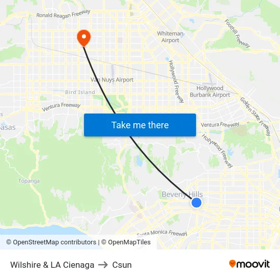 Wilshire & LA Cienaga to Csun map