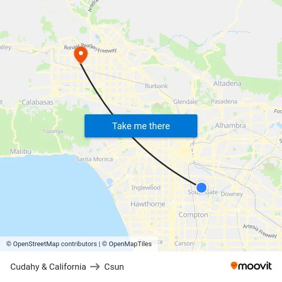 Cudahy & California to Csun map