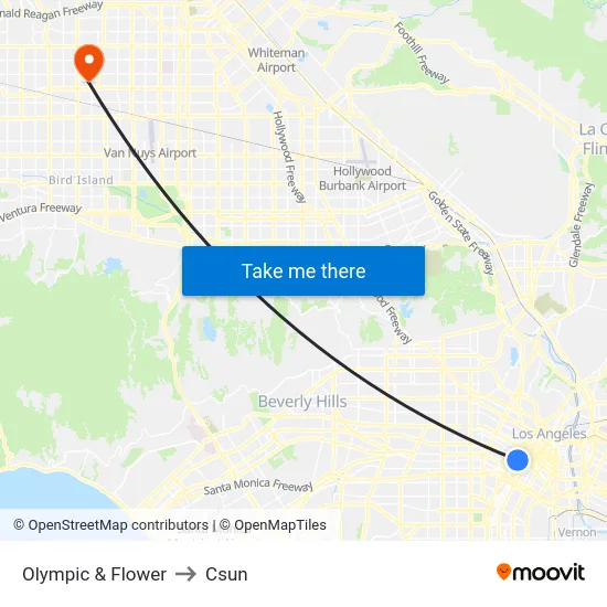 Olympic & Flower to Csun map