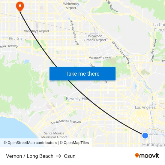 Vernon / Long Beach to Csun map