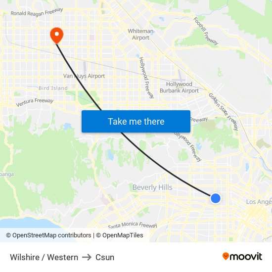 Wilshire / Western to Csun map