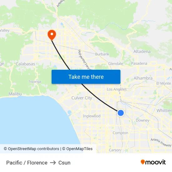 Pacific / Florence to Csun map