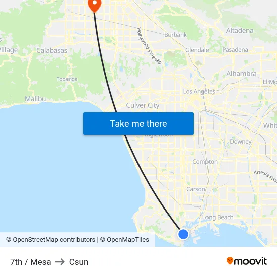 7th / Mesa to Csun map