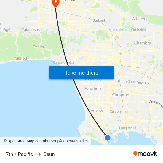7th / Pacific to Csun map