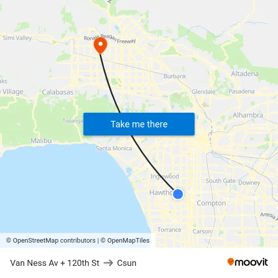 Van Ness Av + 120th St to Csun map