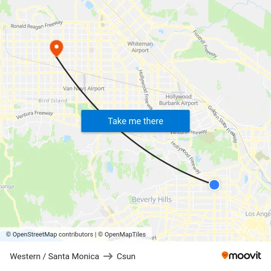 Western / Santa Monica to Csun map
