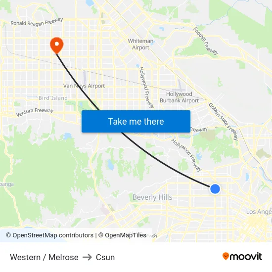 Western / Melrose to Csun map