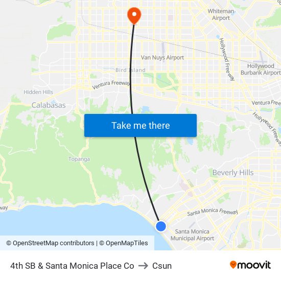 4th SB & Santa Monica Place Co to Csun map