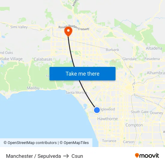 Manchester / Sepulveda to Csun map