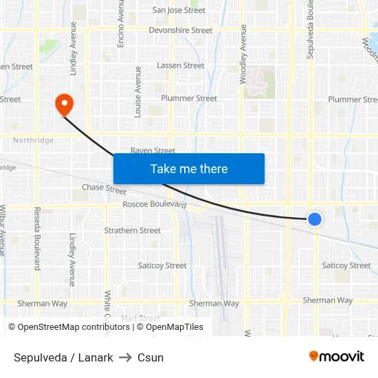 Sepulveda / Lanark to Csun map