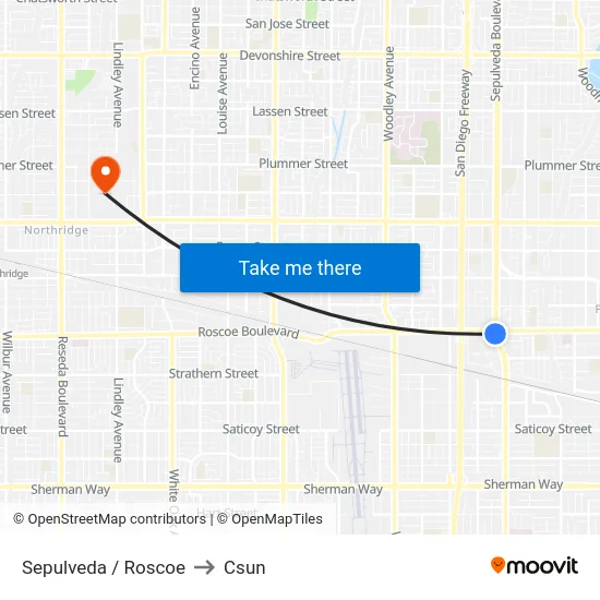 Sepulveda / Roscoe to Csun map