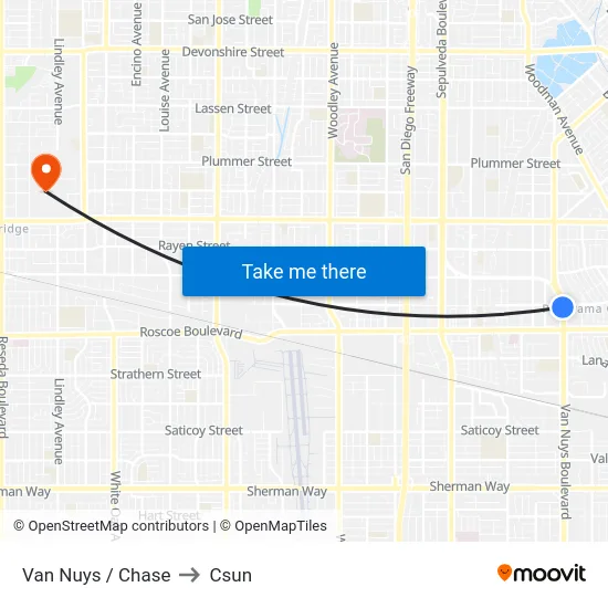 Van Nuys / Chase to Csun map