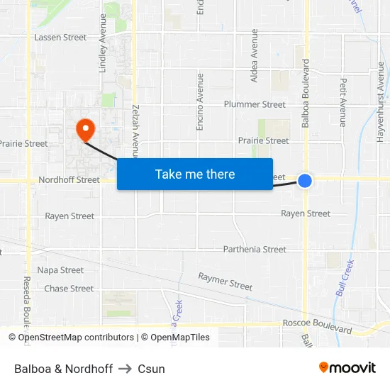 Balboa & Nordhoff to Csun map