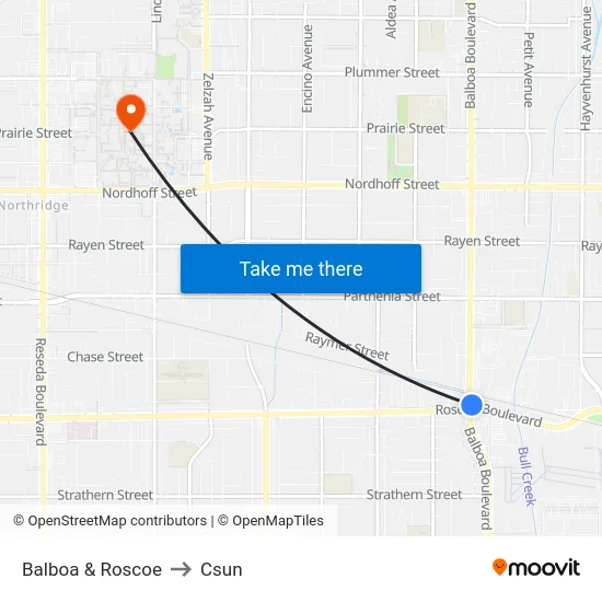 Balboa & Roscoe to Csun map
