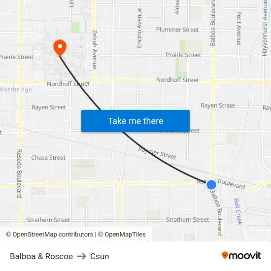 Balboa & Roscoe to Csun map