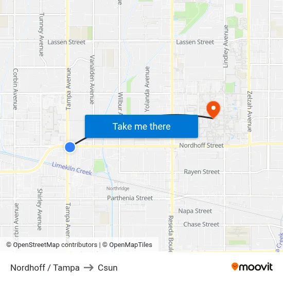 Nordhoff / Tampa to Csun map