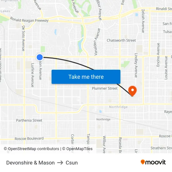 Devonshire & Mason to Csun map