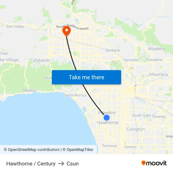 Hawthorne / Century to Csun map