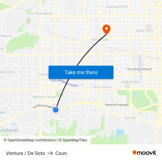 Ventura / De Soto to Csun map