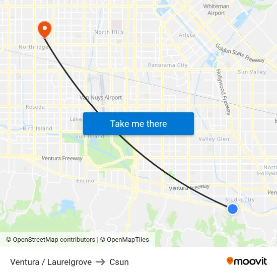 Ventura / Laurelgrove to Csun map