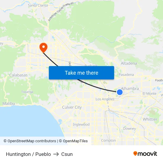 Huntington / Pueblo to Csun map