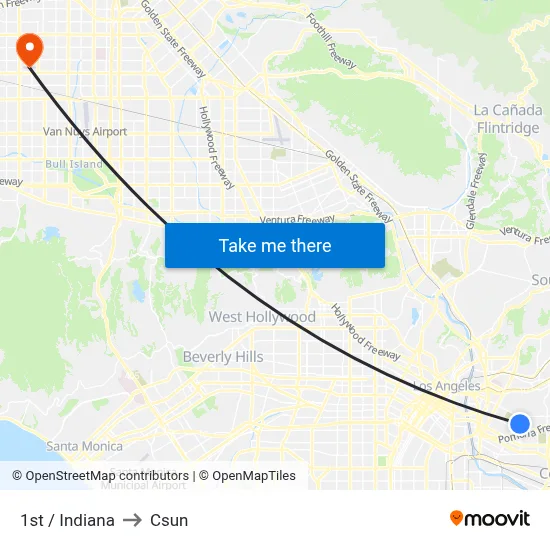 1st / Indiana to Csun map