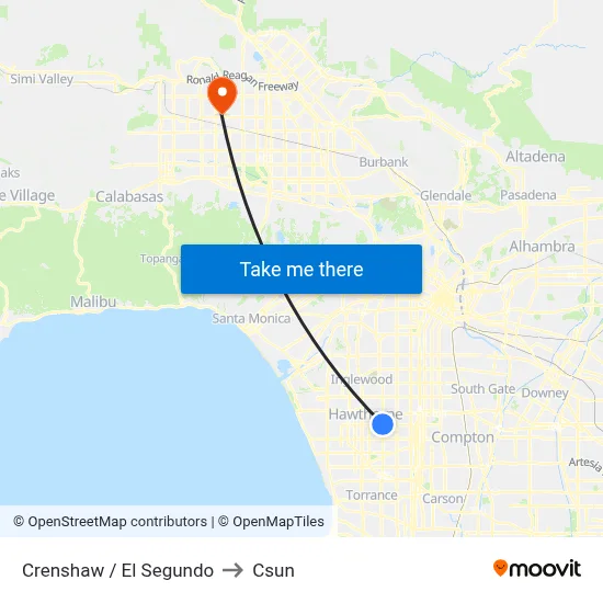 Crenshaw / El Segundo to Csun map