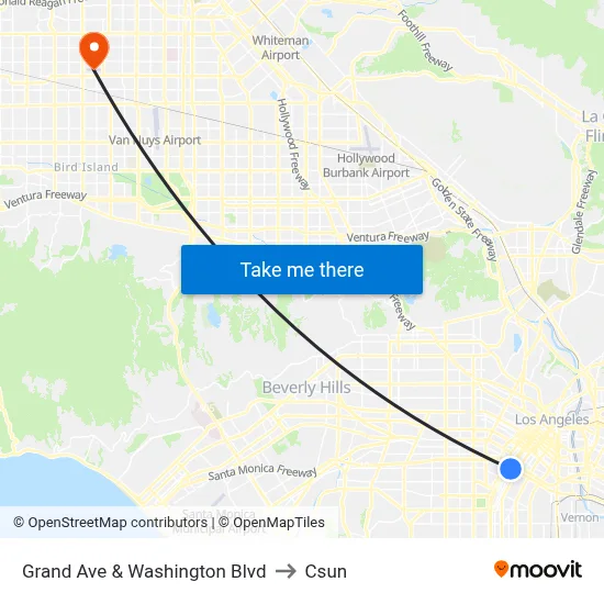 Grand Ave & Washington Blvd to Csun map