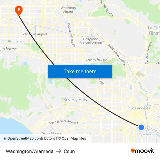 Washington/Alameda to Csun map