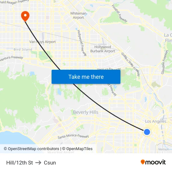 Hill/12th St to Csun map