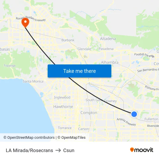 LA Mirada/Rosecrans to Csun map