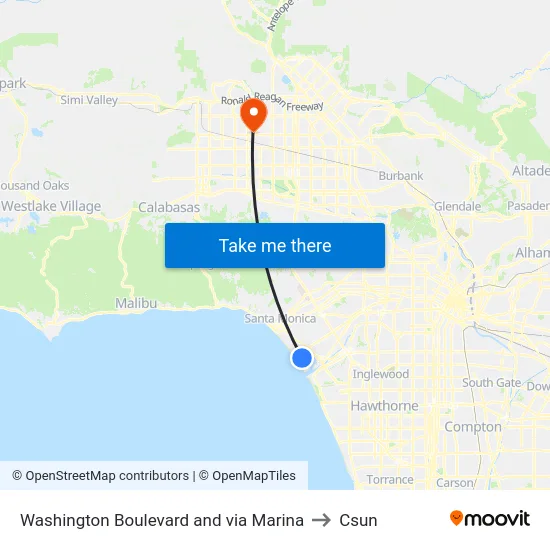 Washington Boulevard and via Marina to Csun map
