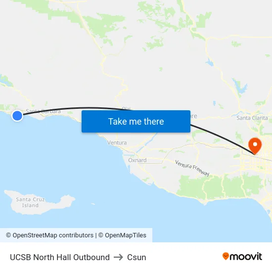 UCSB North Hall Outbound to Csun map