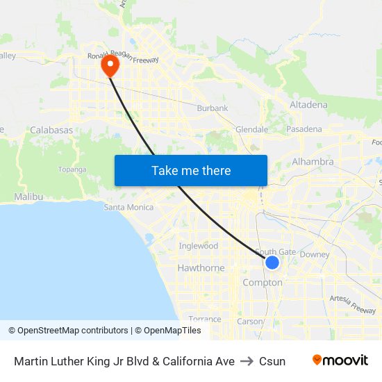 Martin Luther King Jr Blvd & California Ave to Csun map