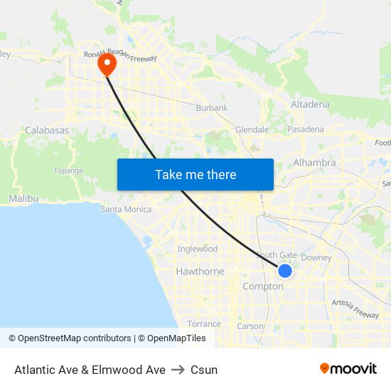 Atlantic Ave & Elmwood Ave to Csun map