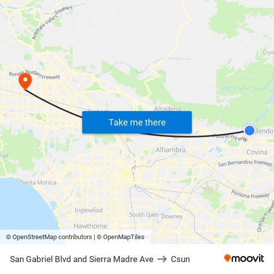 San Gabriel Blvd and Sierra Madre Ave to Csun map